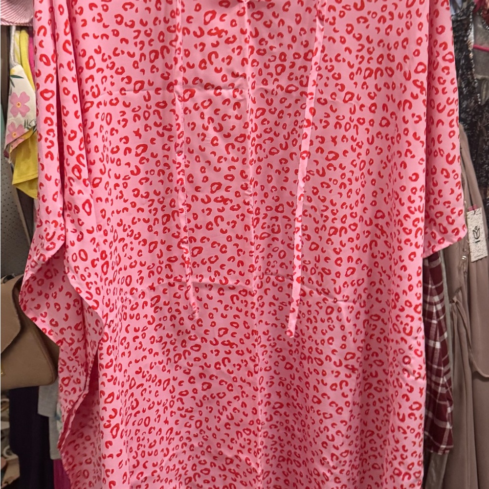 Pink Leopard Print Coverup XL nwt